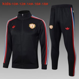 Enfant Survetement Manchester United 2024-25 Noir Rouge