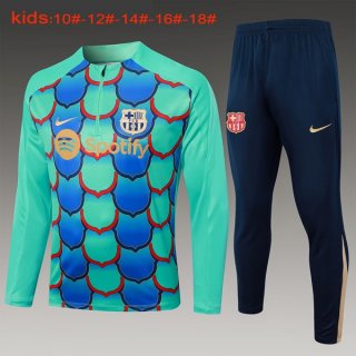 Enfant Training Top Barcelone 2024-25 Vert Bleu 3