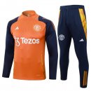 Training Top Manchester United 2024-25 Orange Bleu 3